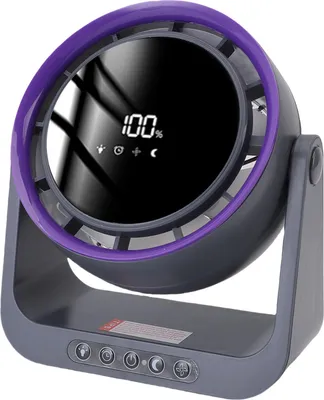 Produktbild von Luftumwälzer Tischventilator blattlos leise USB Digitalanzeige Tischventilator mit Fernbedienung für Schlafzimmer Büro Küche lila grau