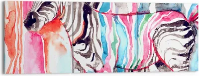 Produktbild von Bild auf Leinwand - Leinwandbild - Zebra Tiere Natur bunte - 150x50cm - Wand Bild - Wanddeko - Leinwanddruck - Bilder - Kunstdruck - Wanddekoration - Leinwand bilder - Wandkunst - CA150x50-3075