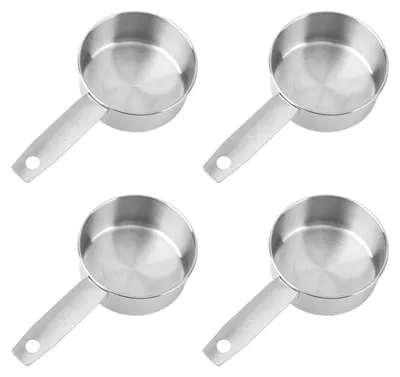 Image de Verre doseur, 1/2 tasse, 125 ml, en acier inoxydable, lot de 4, couleur argent