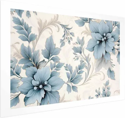 Produktbild von Posterpapier Poster - Turquoise Ornamental Retro Flowers 90x60 cm Blumen b-H-10011-ao-a