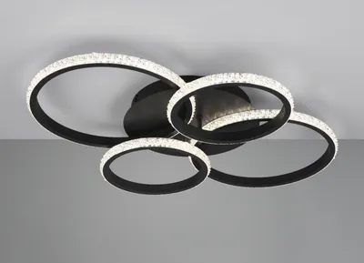 Image de Plafonnier LED CIRES 27 W, 4000 K, 3400 lm, métal noir, dimensions : 8 x 65 x 49 cm, IP20, RL