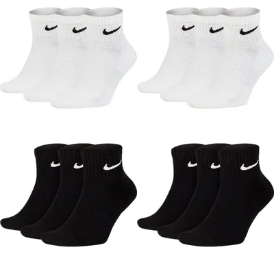 Produktbild von Nike SX7677 Socken Damen Herren Kurz Sportsocken Sparset - Größe: 42-46 - Farbe: 6 Paar weiss 6 Paar schwarz