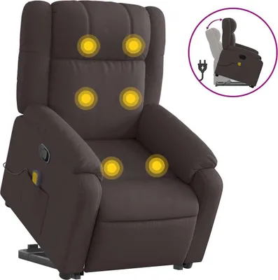 Produktbild von vidaXL Massagesessel mit Aufstehhilfe Dunkelbraun Stoff