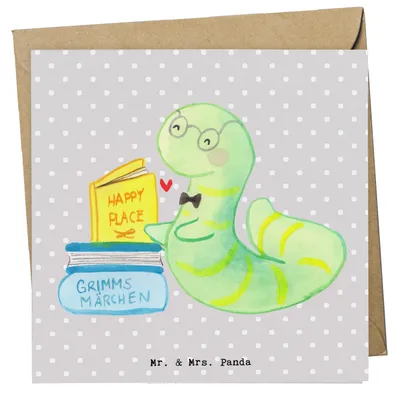 Produktbild von Mr. & Mrs. Panda Grußkarte Bibliothekar Herz - Grau Pastell - Geschenk, faltkarte, Bibliothek, anlasskarte, Buchhandlung, Klappkarte, Leseratte, Bücherwurm, doppelkarte