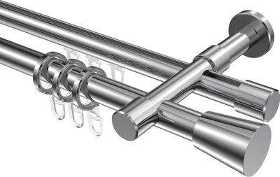 Produktbild von Interdeco Rundrohr-Innenlaufstange / Gardinenstange (Kombination) Chrom, Typ Prestige Sitra (Konus), 20 mm Ø 2-läufig, 600 cm