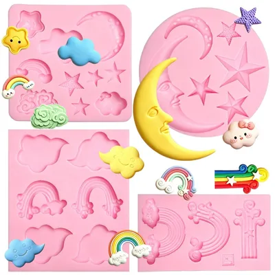 Productafbeelding van Silicone Gietvorm Set met Natuurmotieven voor Taartdecoratie