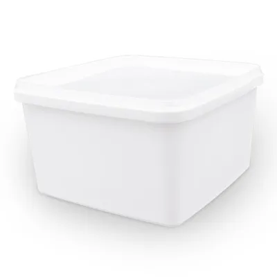 Produktbild von Dose 3 Liter – 19,5 × 19,5 × 11 cm – Weiß mit Klarsichtdeckel