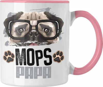 Produktbild von Trendation - Mops Papa Besitzer Tasse Geschenk Lustiger Spruch Geschenkidee Mops Liebhaber (Rosa)