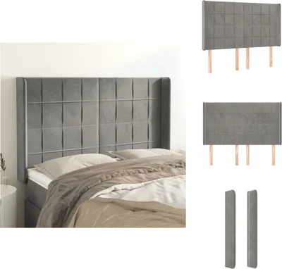 Produktbild von vidaXL Kopfteil mit Ohren Hellgrau 147x16x118/128 cm Samt -  Kopf- & Fußenden