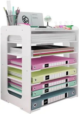 Imagen del producto de Organizador apilable para documentos, formato A4, ideal para oficina y escuela, con 7 estantes
