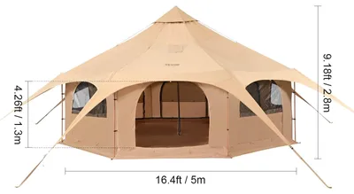 Image de Tente en toile en forme de cloche - Tente - Tente pliante - Tente de camping - Diamètre 5 mètres - Type B - Tente tipi - Utilisation toute l'année