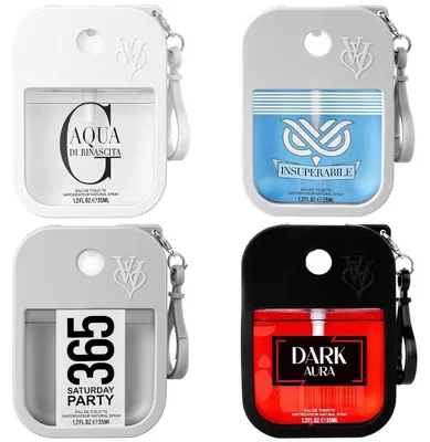 Image de Coffret cadeau de parfums pour hommes, comprenant 4 flacons de 35 ml d'eau de toilette aux notes de bergamote et de vanille, longue tenue