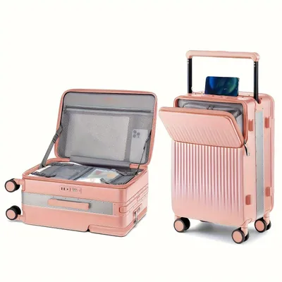 Image de Valise rigide - Trolley - Valise de voyage - Bagage - Bagage à main - 20 pouces - Coque en PP légère - Serrure TSA - Rose