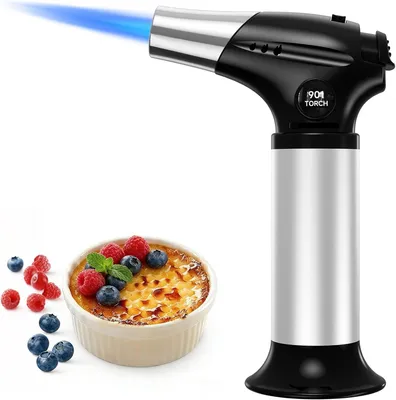 Produktbild von Bunsenbrenner, Küchenbrenner – Crème brûlée-Brenner mit Sicherheitsschloss – Nachfüllbar – Verstellbar