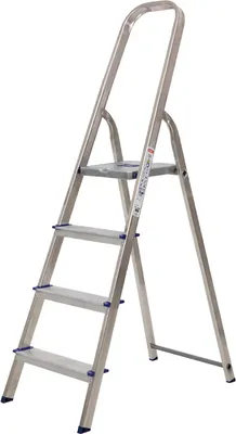 Produktbild von Haushaltsleiter Alu mit Sicherheitsbügel Mod. KH - Stufenanzahl: 4, Plattformhöhe: 0,78 m