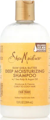 Produktbild von Shea Moisture Shampoo, 384 ml, feuchtigkeitsspendend, mit Sheabutter, Kokosnussöl & Arganöl, für trockenes, strapaziertes Haar & Übergangshaar, Unisex