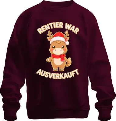 Produktbild von Rentier war t Weihnachten süß Geschenk Kinder lustig Uni Sweatshirt Pullover, Burgundy, 3XL