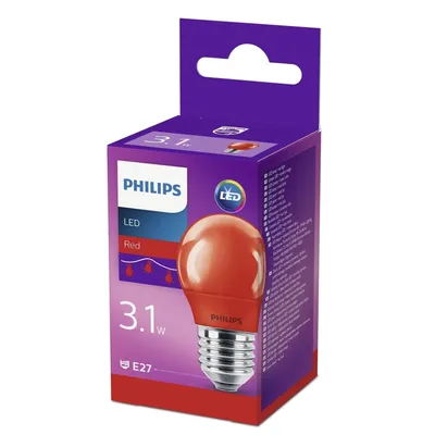 Produktbild von Philips Globe 3,1W E27 RED LED-Kugel, Sockel E27, 3,1 Watt, farbig