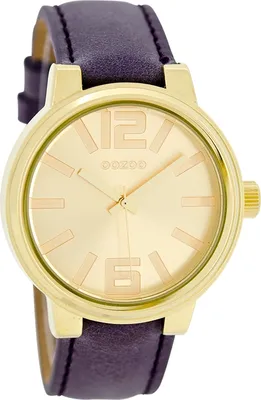 Produktbild von Oozoo Armbanduhr lila Leder Vintage Series Damen-Herren Analog-Quarzuhr UOC5689A