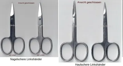 Produktbild von 1 Nagelschere 9,5 cm + 1 Hautschere 9,0 cm für Linkshänder Nagelhaut Schere Edelstahl Klinik