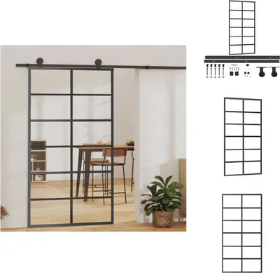 Zdjęcie produktu dla vidaXL Drzwi przesuwne z okuciem ESG szkło & aluminium 102x205 cm - Drzwi
