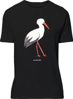 Produktbild von Mr. & Mrs. Panda Größe L T-Shirt Storch - Schwarz - Geschenk, Geburt, Shirt, Mütter, mit Spruch, Tshirt, Mutter, Lustige Sprüche, Schwangerschaft, Baby