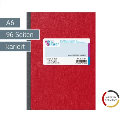 Produktbild von König & Ebhardt Kladde A6 kariert rot Notizbuch 8616271