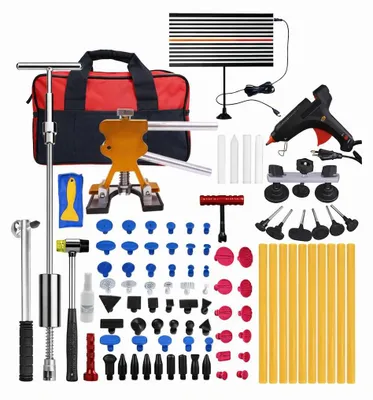 Produktbild von MAGNUS | Ausbeulwerkzeug, Dellen Reparaturset Auto- Beulenzieher, Gleithammer aus Aluminium, PDR Reflektionsplatte, PDR Werkzeug - KFZ-Werkzeug für Karosserie, Hagelschaden & Beulenentfernung