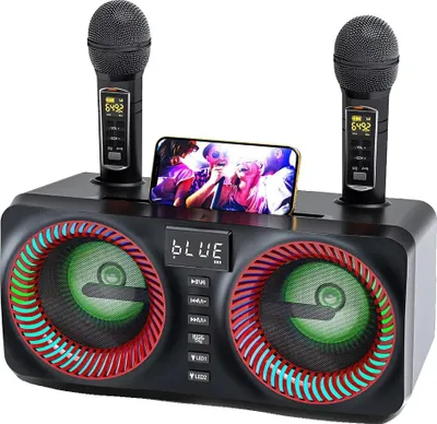 Immagine prodotto di Macchina per karaoke, microfoni wireless, doppi altoparlanti, zaffiro profondo