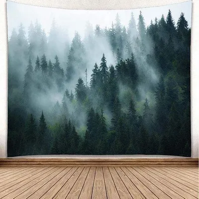 Productafbeelding van Famanu wandtapijt, bosgroen, 355x230 cm - Groot formaat wanddecoratie voor de slaapkamer