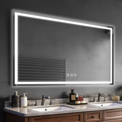 LED-Badspiegel 80x120 cm, dimmbar, 3 Lichtfarben, Anti-Beschlag