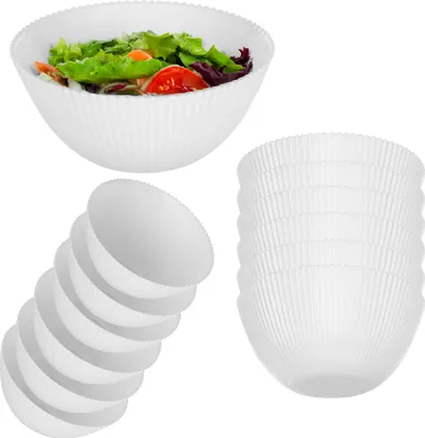 Produktbild von KADAX Salatschüssel 15 cm, 6er Set, weiße Schüssel aus Opalglas, ideal als Müslischalen, Suppenschalen, Salatschalen, Dessertschalen oder Servierschalen (Weiß)
