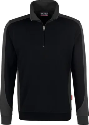 Immagine prodotto di HAKRO Felpa con cerniera a contrasto Mikralinar® 476, nero/antracite, XL