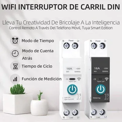 Image de Interrupteur domotique - Télécommande sans fil - Rail DIN 35 mm - Compteur de cycles - Minuterie - Blanc - 25 A.