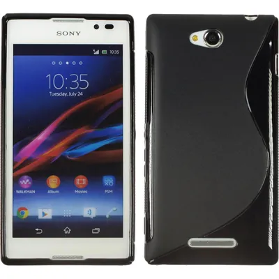 Produktbild von PhoneNatic Case kompatibel mit Sony Xperia C - schwarz Silikon Hülle S-Style + 2 Schutzfolien