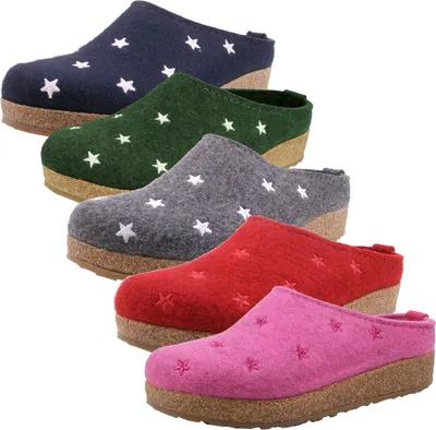 Produktbild von Haflinger Damen Hausschuh Pantoffel Grizzly Stelline 741032, Größe:42 EU, Farbe:Blau
