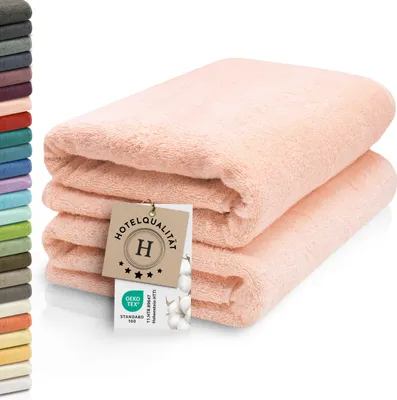 Produktbild von 2er Set Saunahandtuch, Baumwolle, 70x200 cm, aprikot (rosa), 420g/qm