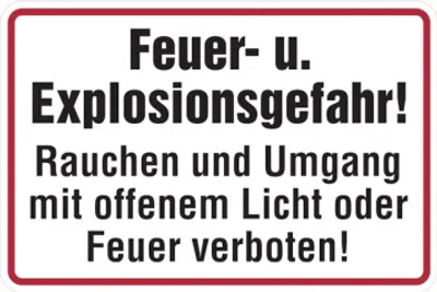 Produktbild von Dreifke® Hinweisschild, Feuer- u. Explosionsgefahr!, 200 x 300 mm, Aluminium ...