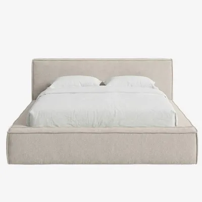 Produktbild von MNUUO Polsterbett BUUN mit Bettkasten Creme 200 x 200 cm Hebbarer Metall-Lattenrost