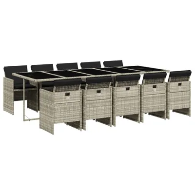 Immagine prodotto di vidaXL set da pranzo da giardino 11 pezzi con cuscini in rattan grigio chiaro