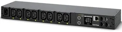 Produktbild von CyberPower PDU41004, Switched PDU, Rackmount 1U, Switched PDU, Eingang 230V/10A (1), Ausgang IEC-320 C13 (8), SNMP-Netzwerkanschluss, PowerPanel Software, Managed, Geändert, 1U, Einphasig, Horizontal, Stahl, Schwarz