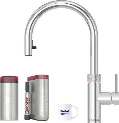 Produktbild von Quooker Flex verchromt glänzend COMBI Reservoire kühles sprudelndes Wasser CUBE