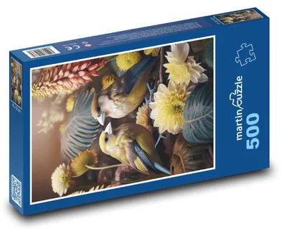 Produktbild von Puzzle 500 Bunte Vögel in Blumen - martinpuzzle
