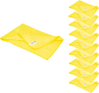 Produktbild von ULITH Clean-Basic Microfasertuch (10 Stück), 40 x 40 cm, Gelb, 210 GSM, Robust, Langlebig, mit hoher Wasseraufnahme