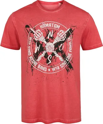 Produktbild von Hämatom T-Shirt Herren Band rot Band-Merch, Bands 100% Baumwolle M