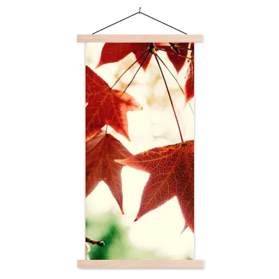 Produktbild von MuchoWow® Textilposter Herbstblätter - November - Natur - Bäume 60x120 cm mit holzfarbenen Rahmen - Holz