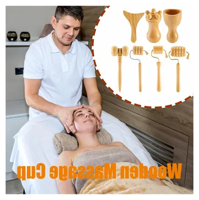 Produktbild von Massagewerkzeuge aus Holz - 7-teiliges Set für Handmassagen