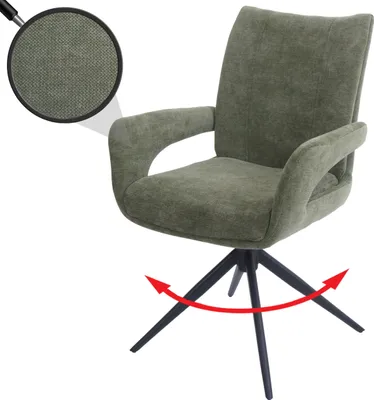 Produktbild von Esszimmerstuhl HWC-O78, Küchenstuhl Stuhl, drehbar Auto-Return, Stoff/Textil Chenille (310g/m²)   grün