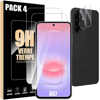 Image de 2 Verres Trempés et 2 Vitres Caméra Arrière pour Samsung Galaxy A37 5G - Protection Anti-Rayures