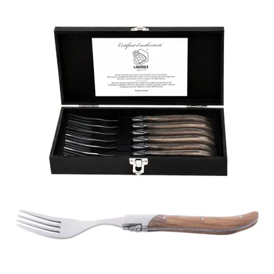 Immagine prodotto di Set di 6 forchette per bistecca in legno d'olivo, modello Laguiole